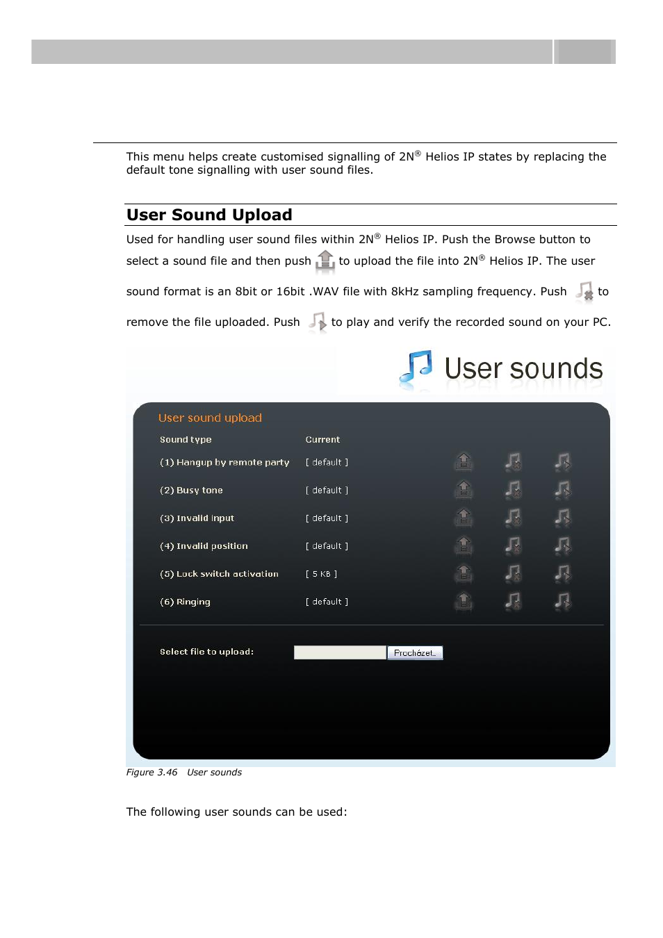 User sounds, Configuration 3.3, User sound upload | 2N Helios IP User manual, 1510 v1.12 User Manual | Page 102 / 127