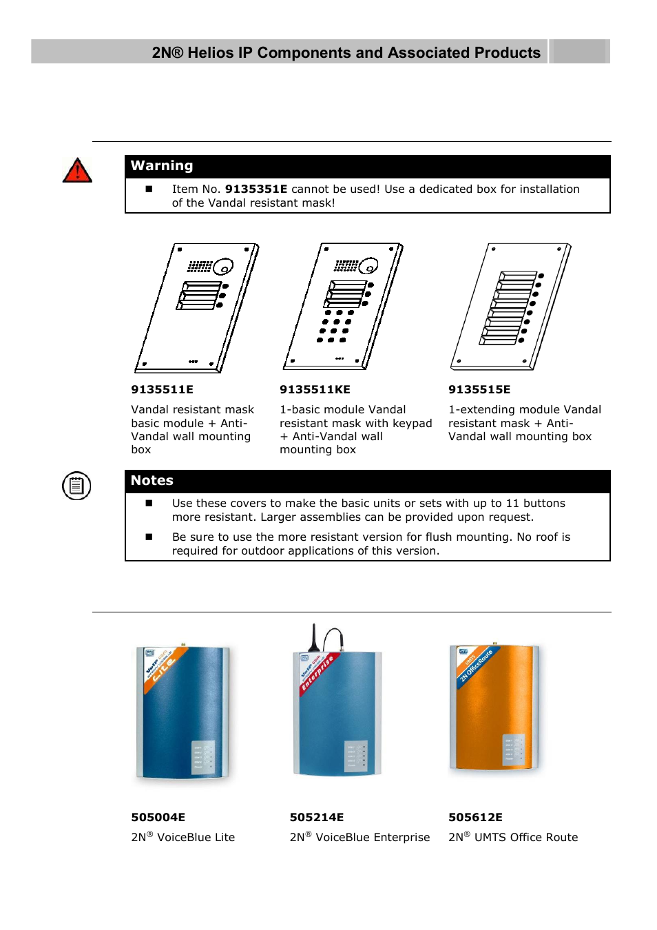 Increased resistance accessories, Gsm and umts connection accessories | 2N Helios IP User manual, 1510 v1.12 User Manual | Page 15 / 127