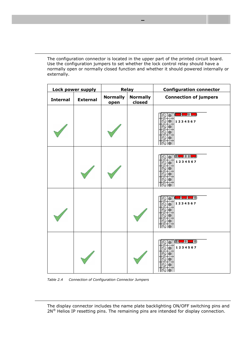 Configuration connector connection, Display connector, Mounting – electrical installation 2.3 | 2N Helios IP User manual, 1510 v1.12 User Manual | Page 33 / 127