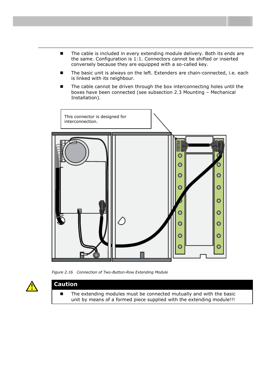 Module cable interconnection, Extending module connection 2.5 | 2N Helios IP User manual, 1510 v1.12 User Manual | Page 39 / 127