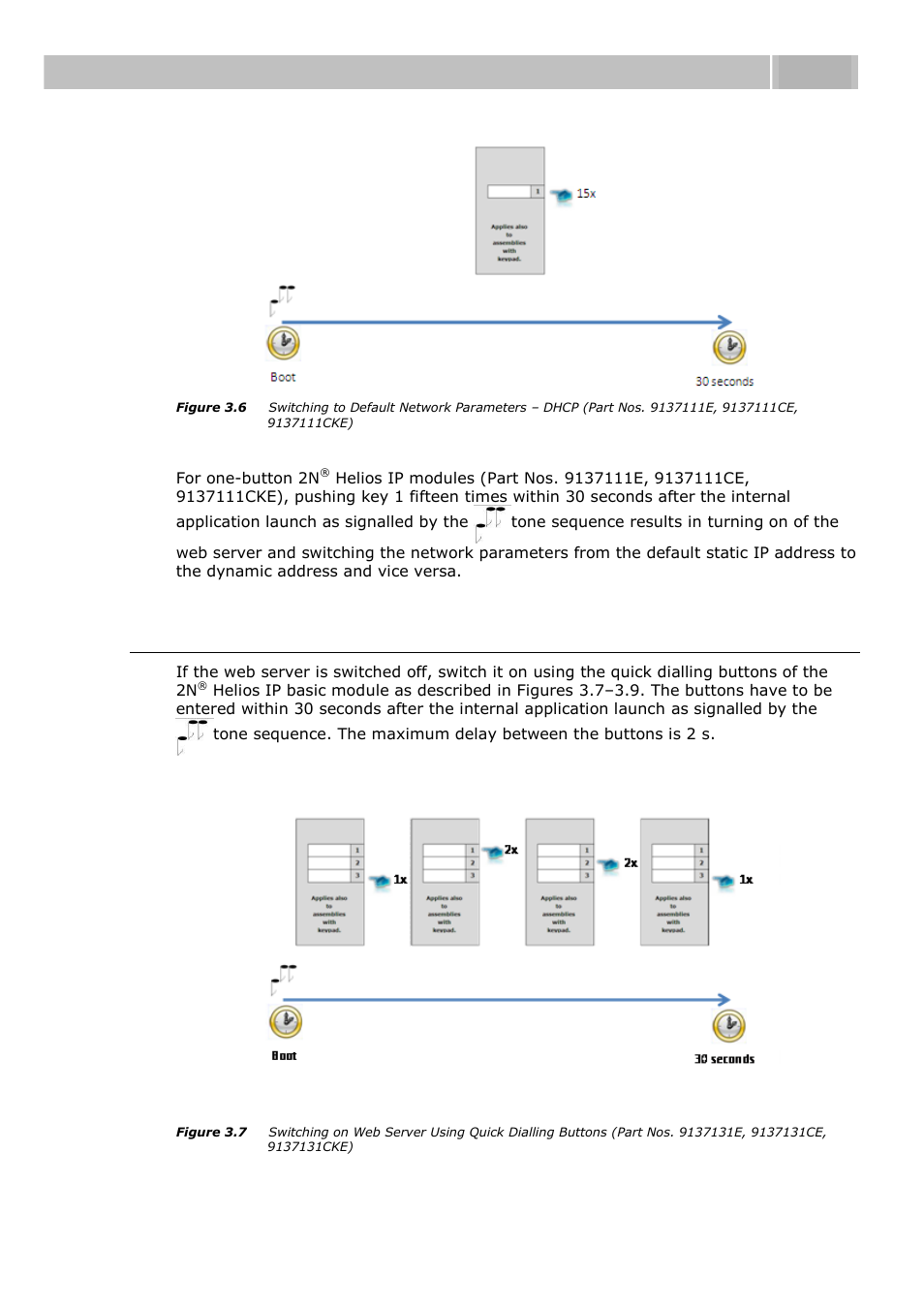 Web server switch on, Acoustic signalling and keypad configuration 3.1 | 2N Helios IP User manual, 1510 v1.12 User Manual | Page 48 / 127