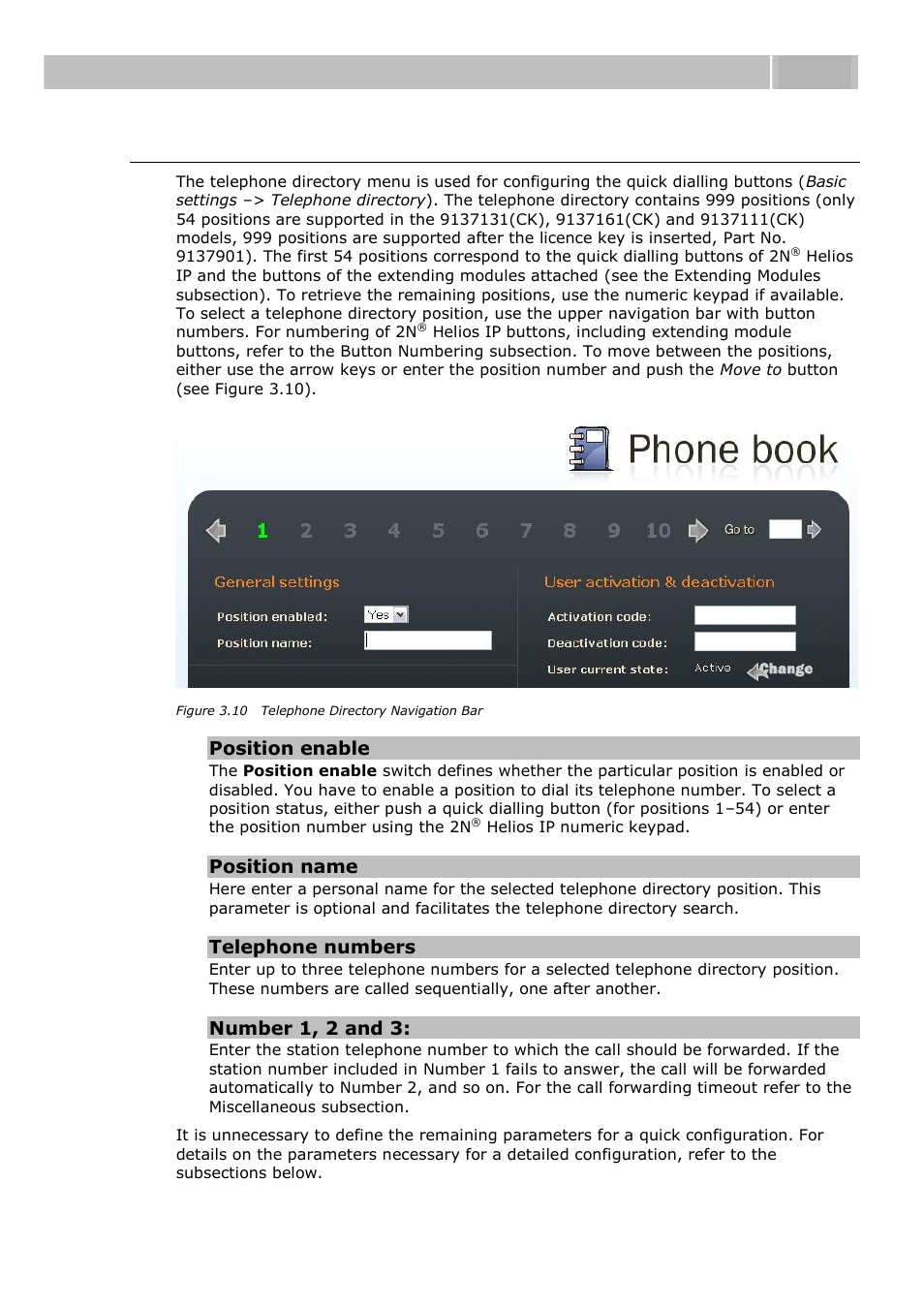 Telephone directory setting, Quick configuration for calling 3.2 | 2N Helios IP User manual, 1510 v1.12 User Manual | Page 52 / 127