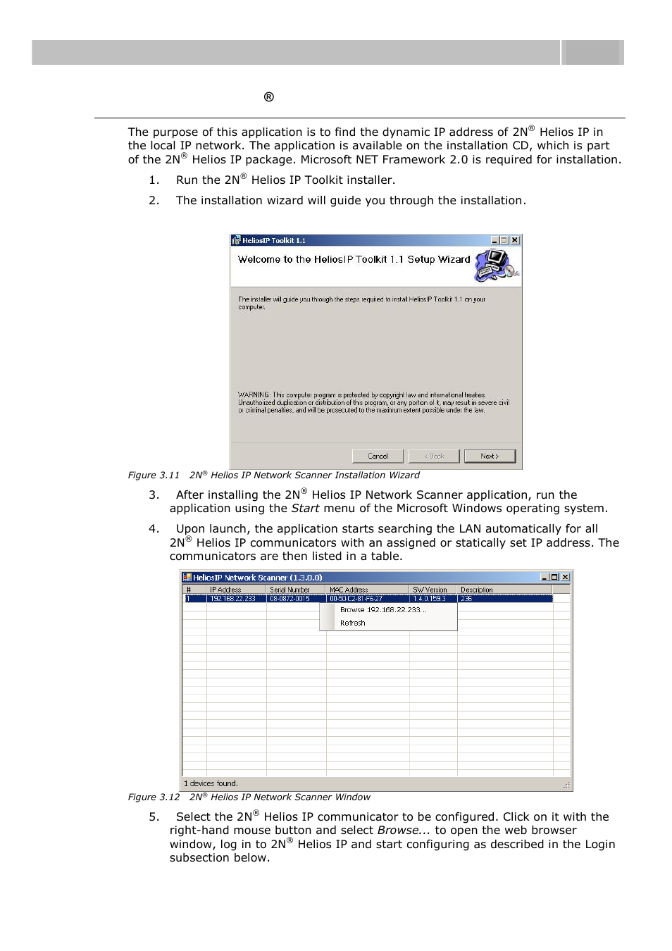 Description of 2n, Helios ip network scanner, Configuration 3.3 | 2N Helios IP User manual, 1510 v1.12 User Manual | Page 55 / 127
