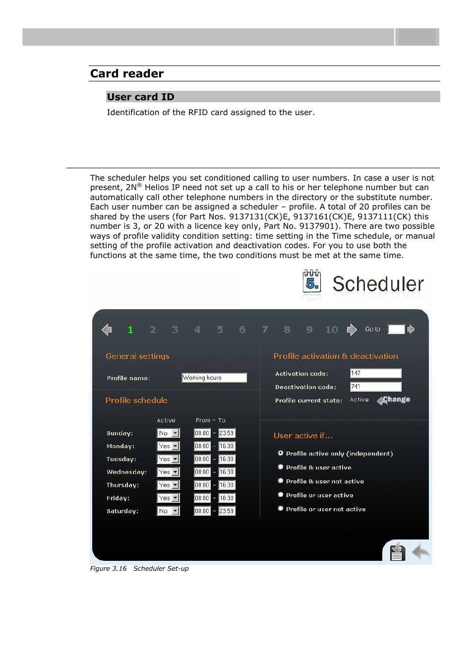 Scheduler, Configuration 3.3, Card reader | 2N Helios IP User manual, 1510 v1.12 User Manual | Page 61 / 127