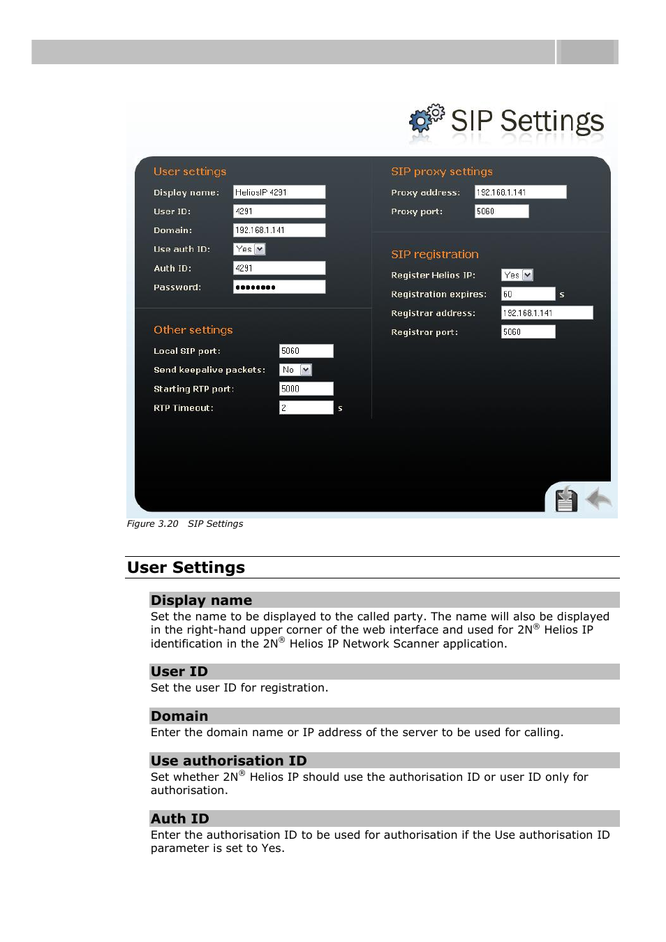 Configuration 3.3, User settings | 2N Helios IP User manual, 1510 v1.12 User Manual | Page 70 / 127