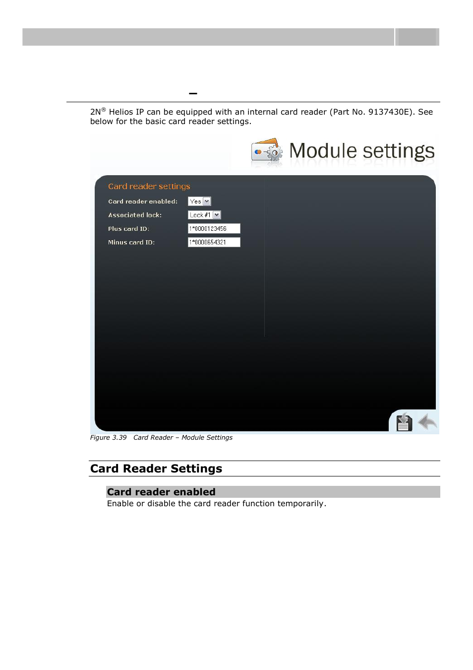 Rfid card reader, Module settings, Rfid card reader – module settings | Configuration 3.3, Card reader settings | 2N Helios IP User manual, 1510 v1.12 User Manual | Page 94 / 127