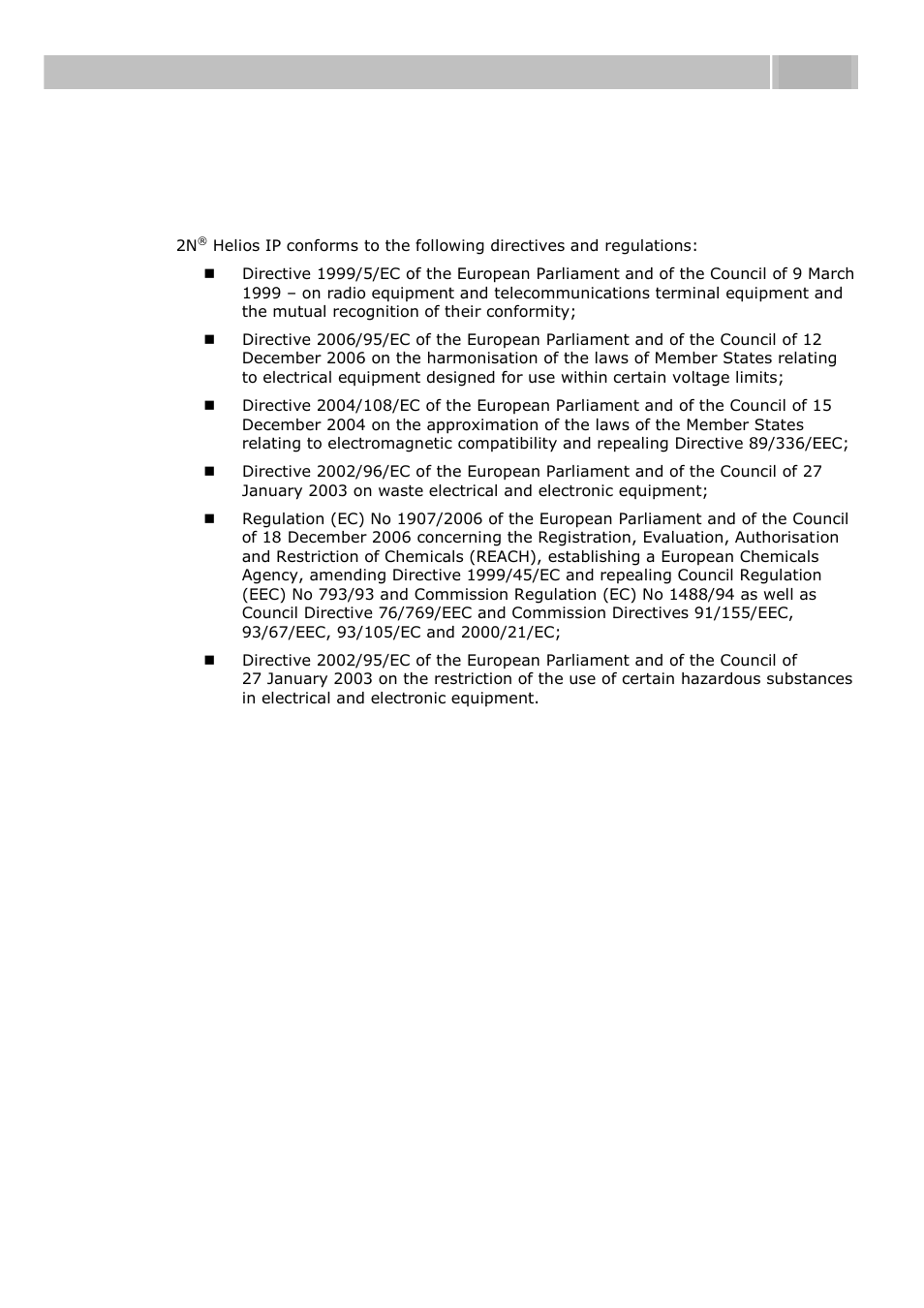 Regulations and directives, 1 regulations and directives, Regulations and directives 6.1 | 2N Helios IP User manual, 1510 v1.11 User Manual | Page 114 / 119