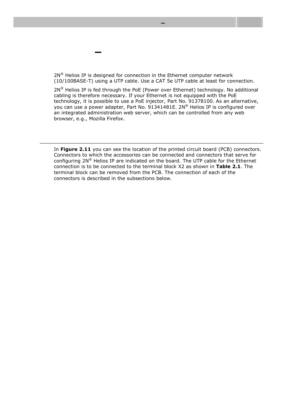 Mounting, Electrical installation, Description of printed circuit board connectors | 3 mounting – electrical installation, Mounting – electrical installation 2.3 | 2N Helios IP User manual, 1510 v1.11 User Manual | Page 27 / 119