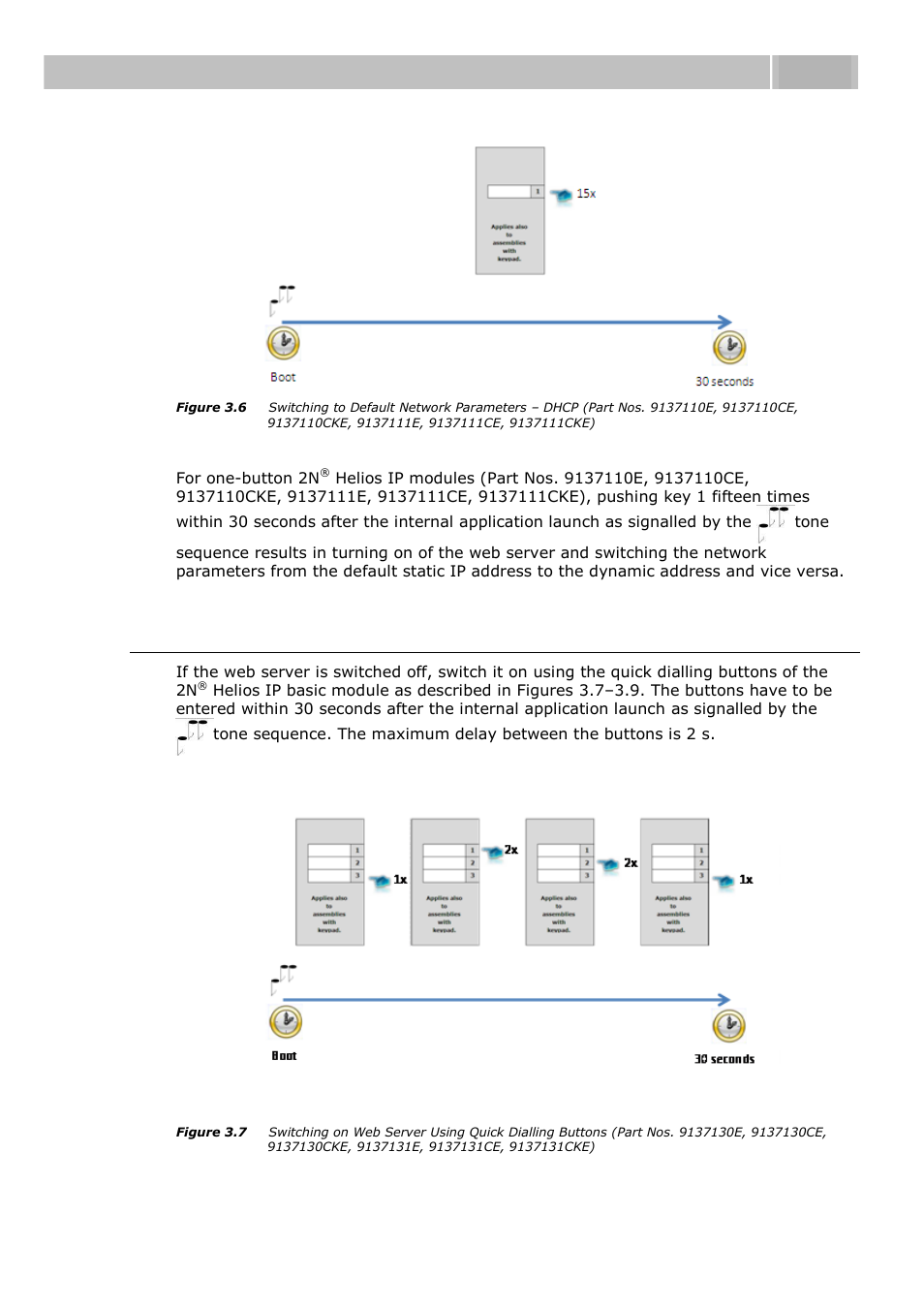 Web server switch on, Acoustic signalling and keypad configuration 3.1 | 2N Helios IP User manual, 1510 v1.11 User Manual | Page 46 / 119