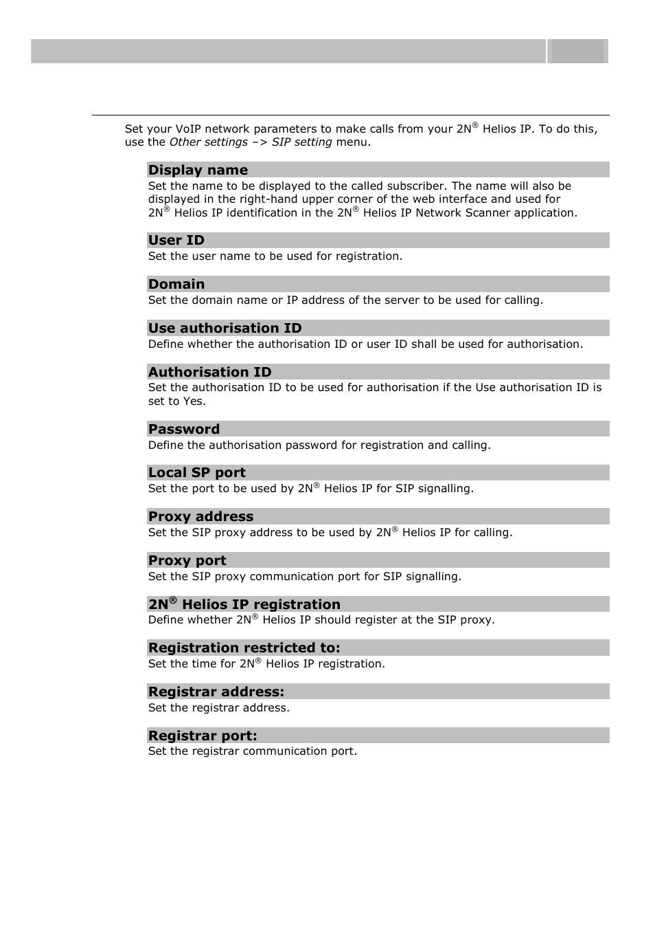 Sip parameter setting, Quick configuration for calling 3.2 | 2N Helios IP User manual, 1510 v1.11 User Manual | Page 49 / 119