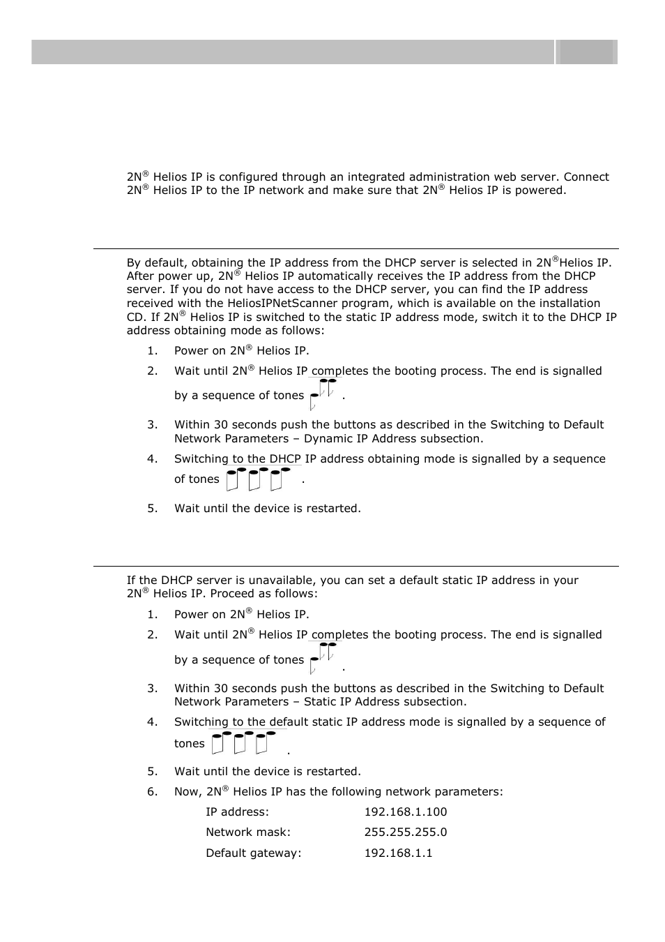 Configuration, Ip address obtaining from dhcp, Manual ip address setting | 3 configuration, Configuration 3.3 | 2N Helios IP User manual, 1510 v1.11 User Manual | Page 55 / 119