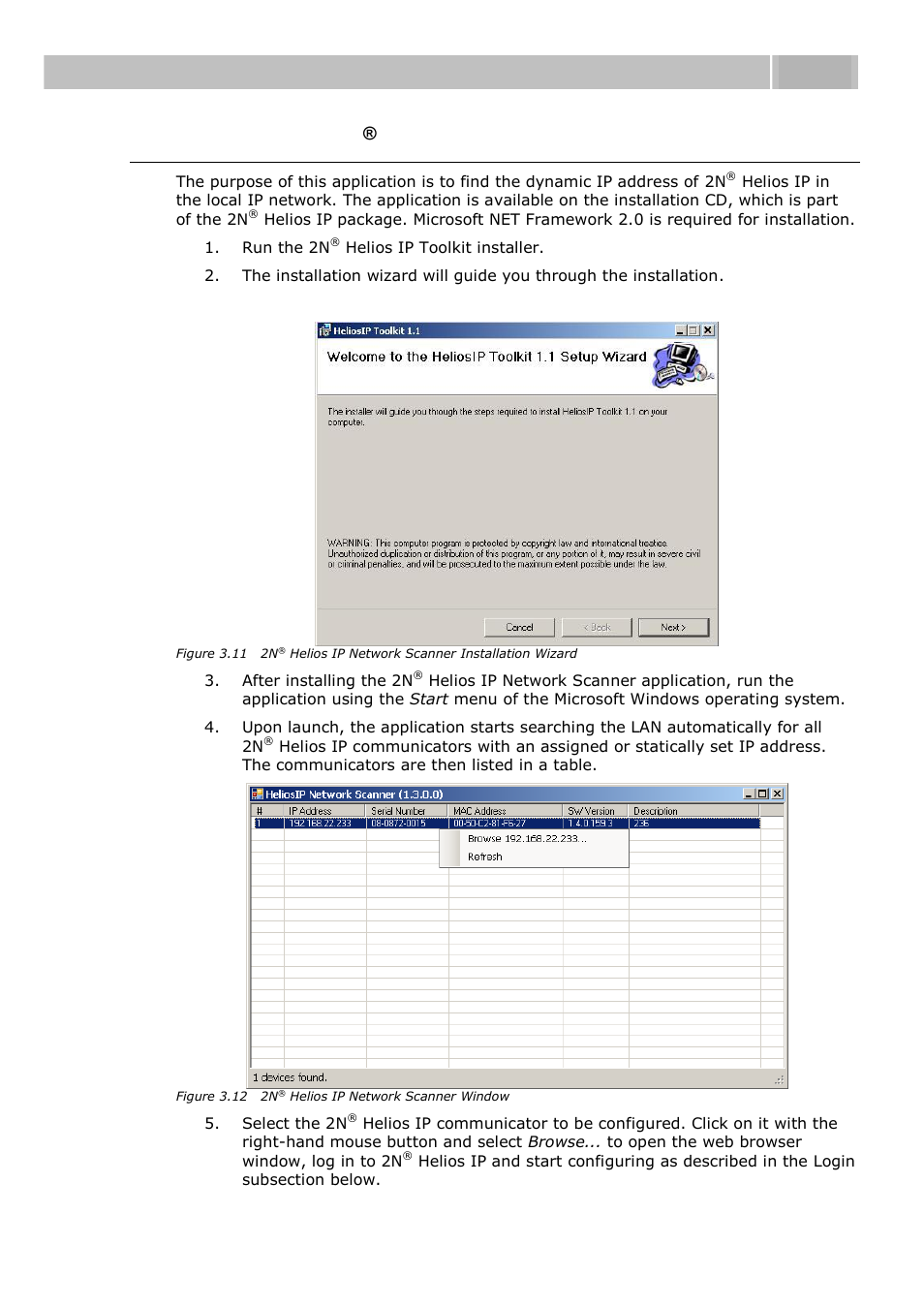Description of 2n, Helios ip network scanner, Configuration 3.3 | 2N Helios IP User manual, 1510 v1.11 User Manual | Page 56 / 119