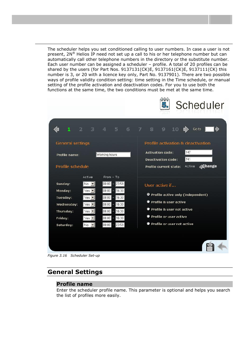 Scheduler, Configuration 3.3, General settings | 2N Helios IP User manual, 1510 v1.11 User Manual | Page 62 / 119