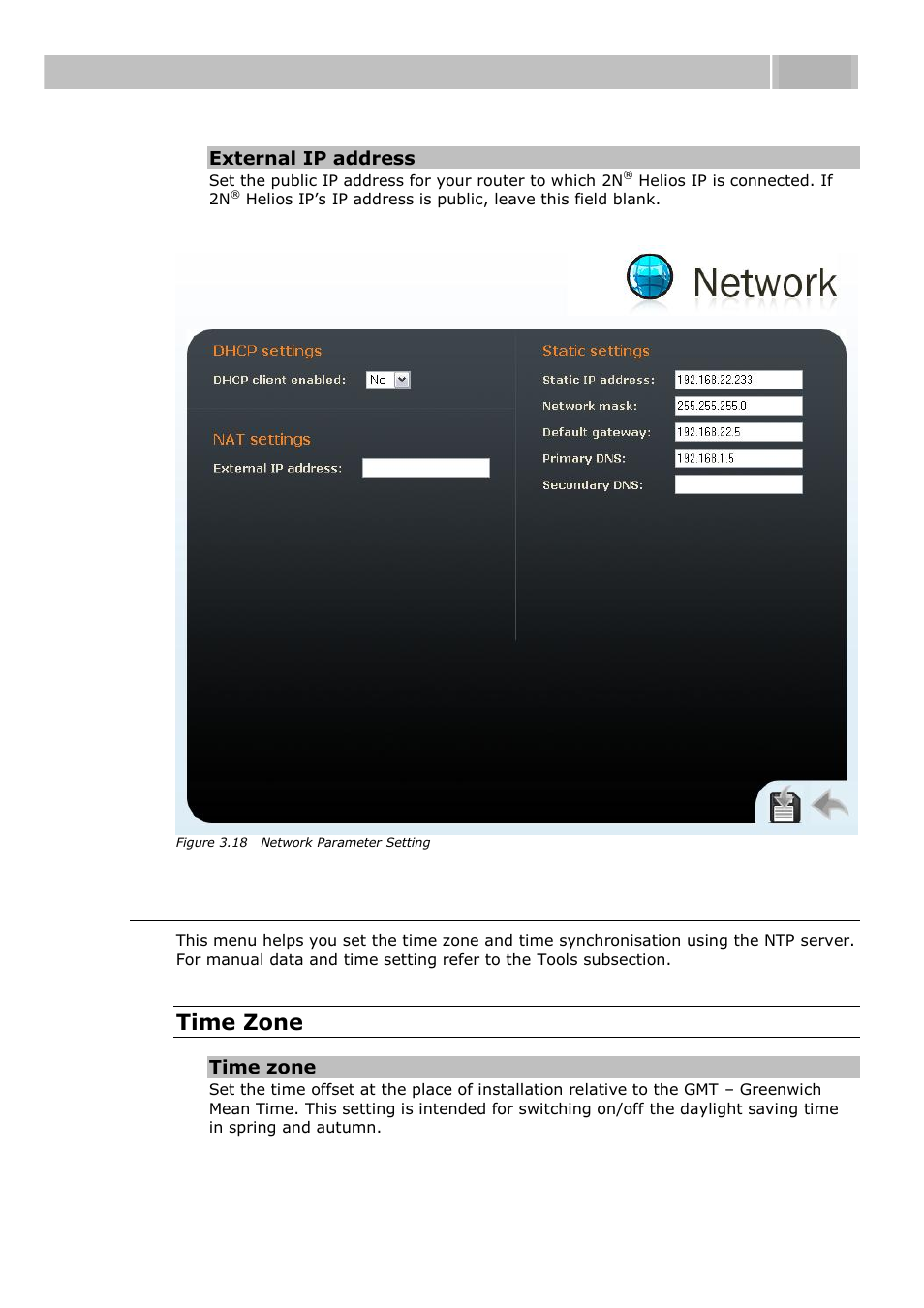 Date and time, Configuration 3.3, Time zone | 2N Helios IP User manual, 1510 v1.11 User Manual | Page 68 / 119