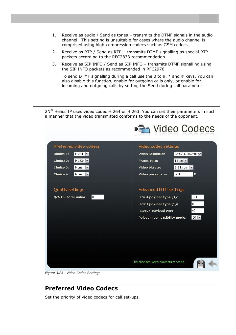 Video codecs, Configuration 3.3, Preferred video codecs | 2N Helios IP User manual, 1510 v1.11 User Manual | Page 77 / 119