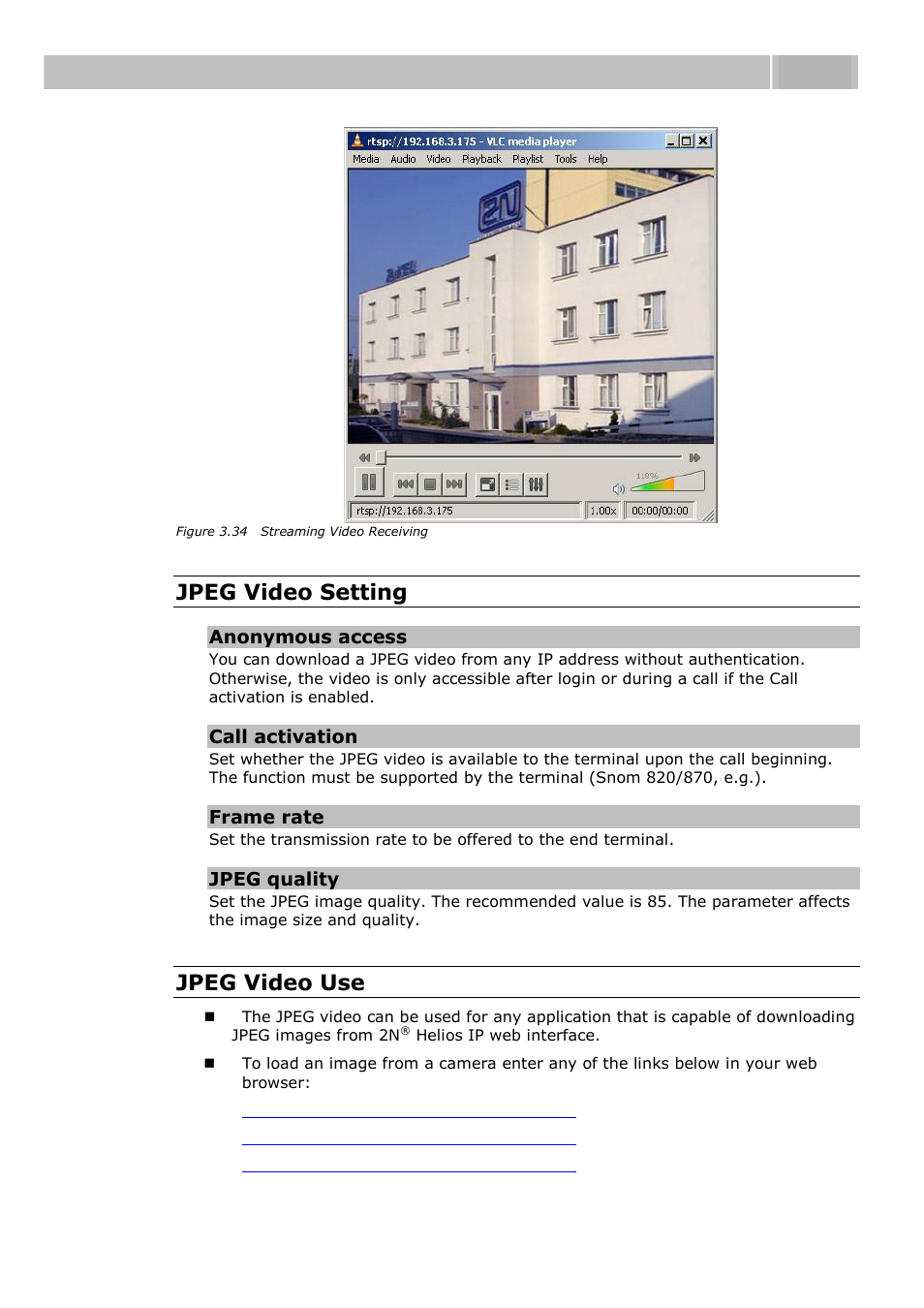 Configuration 3.3, Jpeg video setting, Jpeg video use | 2N Helios IP User manual, 1510 v1.11 User Manual | Page 84 / 119