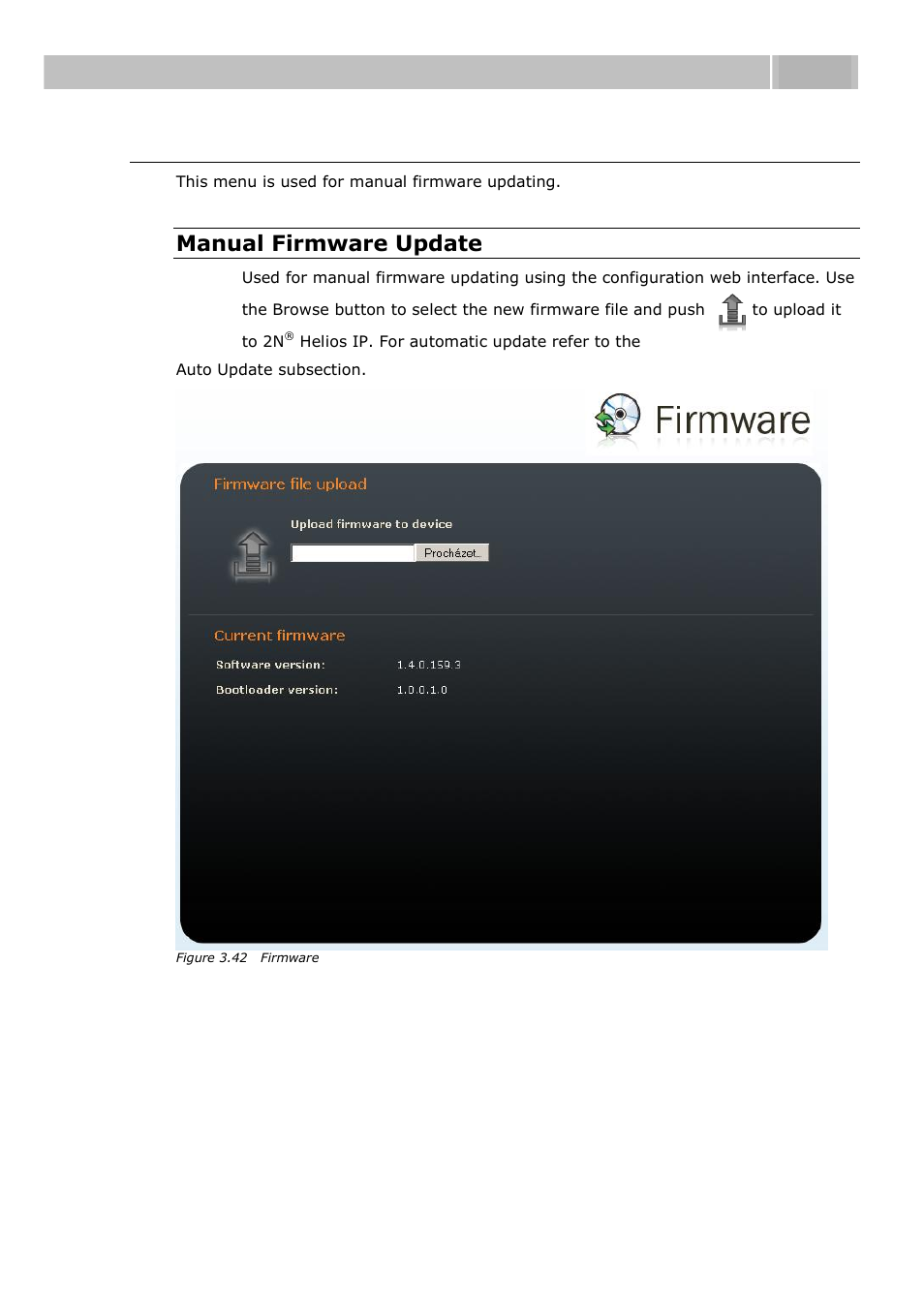 Firmware, Configuration 3.3, Manual firmware update | 2N Helios IP User manual, 1510 v1.11 User Manual | Page 95 / 119