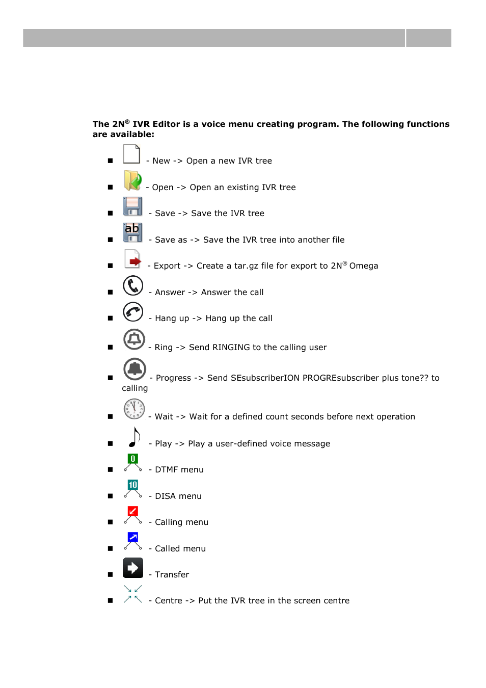Editor description, 1 editor description, Editor description 2.1 | 2N IVR Editor manual v1.0.2 User Manual | Page 10 / 43