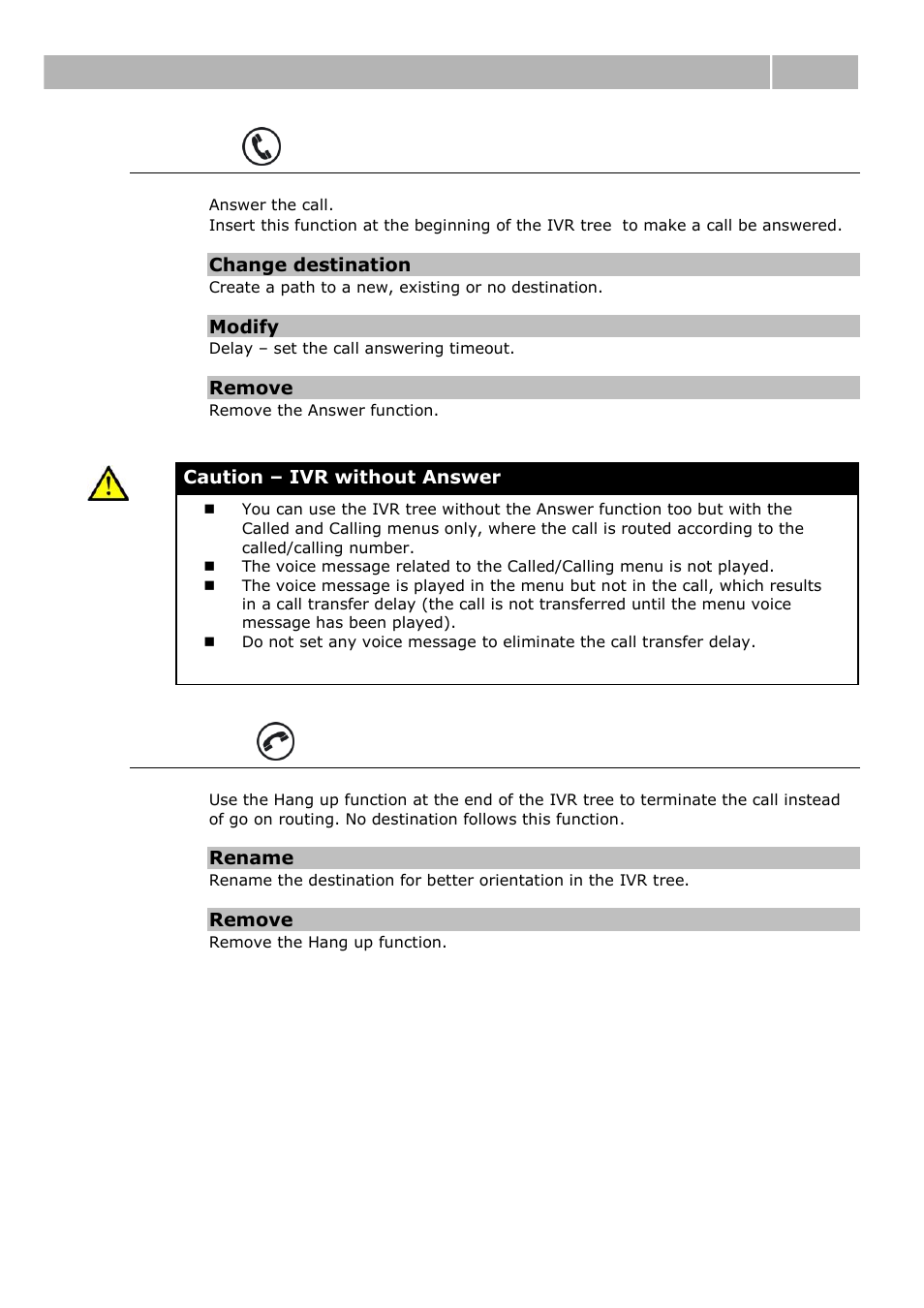 Answer, Hang up, Configuration 4.1 | 2N IVR Editor manual v1.0.2 User Manual | Page 18 / 43