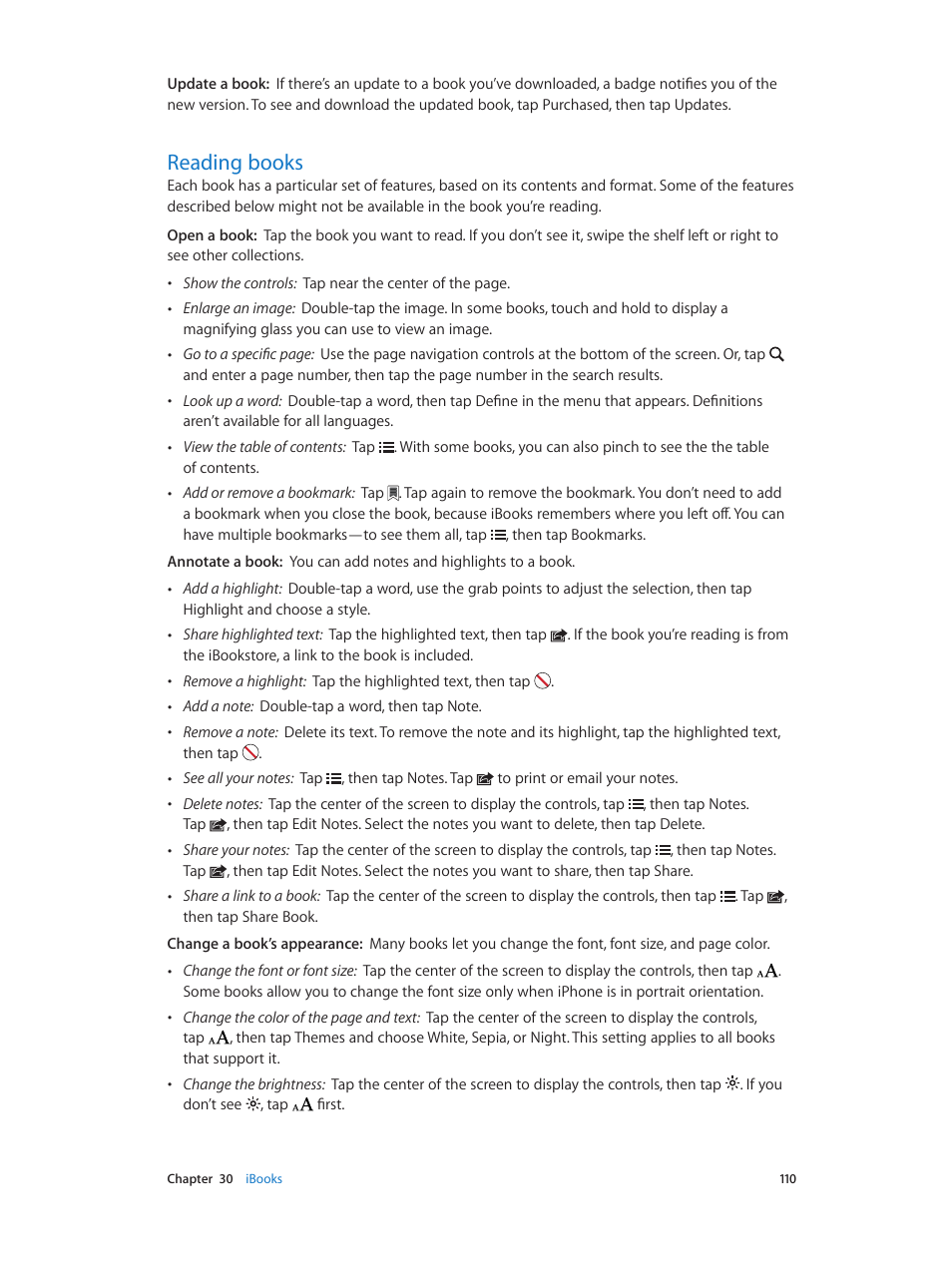 Reading books, 110 reading books | Apple iPhone (For iOS 6.1) User Manual | Page 110 / 156