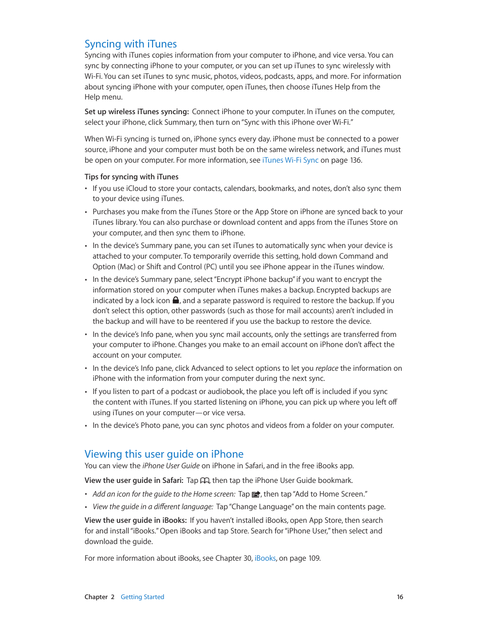 Syncing with itunes, Viewing this user guide on iphone | Apple iPhone (For iOS 6.1) User Manual | Page 16 / 156