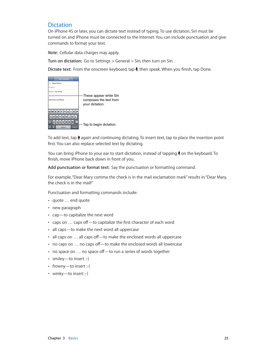 Dictation, 25 dictation | Apple iPhone (For iOS 6.1) User Manual | Page 25 / 156