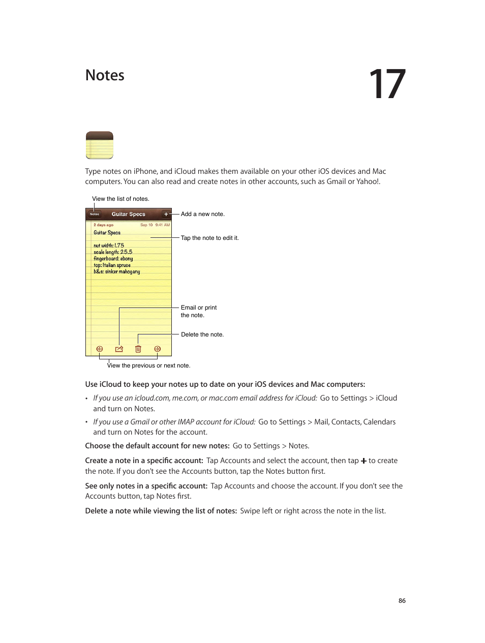 Chapter 17: notes | Apple iPhone (For iOS 6.1) User Manual | Page 86 / 156