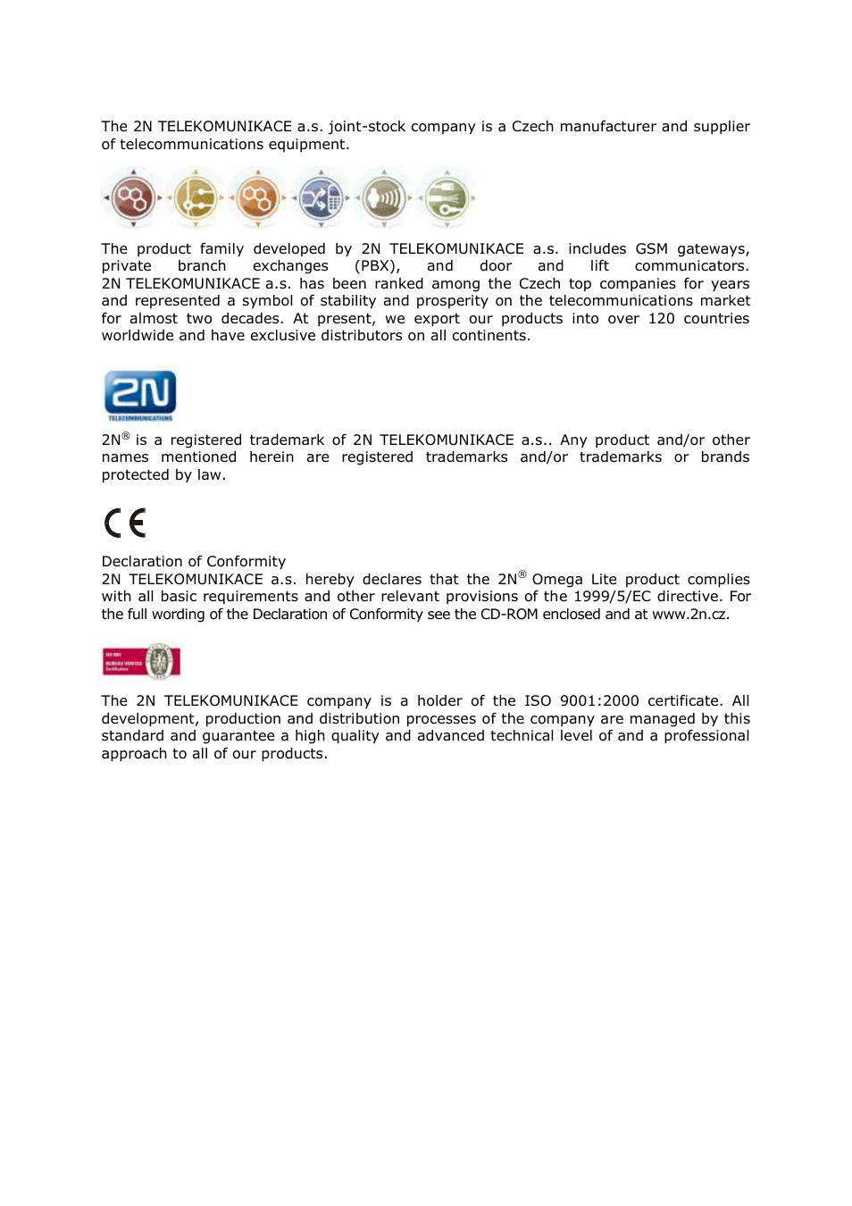2N Omega series - Configuration Tool manual v1.10 User Manual | Page 2 / 114