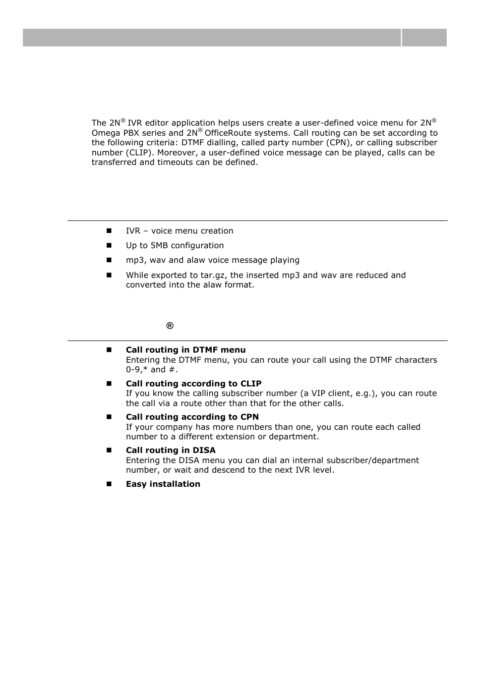 Product description, Basic features, Benefits of 2n | Ivr editor use, 1 product description, Product description 1.1 | 2N IVR Editor manual v1.0 User Manual | Page 6 / 43
