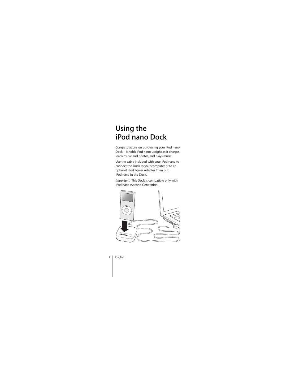 Using the ipod nano dock | Apple iPod Nano Dock User Manual | Page 2 / 20