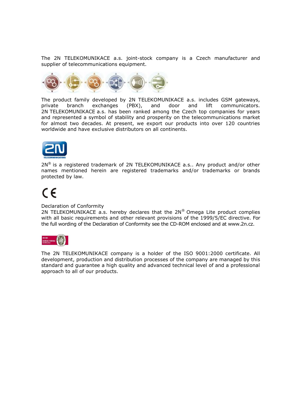 2N Omega Lite - Installation Manual v1.9 User Manual | Page 2 / 58