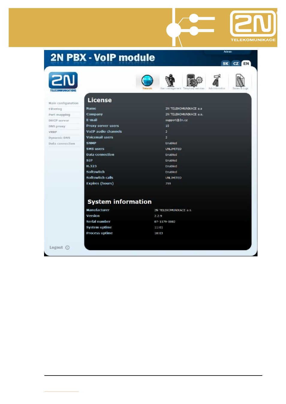 Omega lite ethernet module | 2N Omega Series - VoIP manual v1.2 User Manual | Page 22 / 88