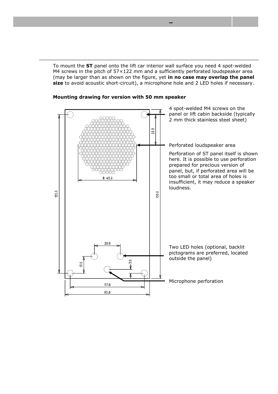 Mounting of panel with st electronics, Mounting – universal version 2.3 | 2N Lift emergency phone 2N SingleTalk - Manual, 1514 v6.3.0 User Manual | Page 22 / 73