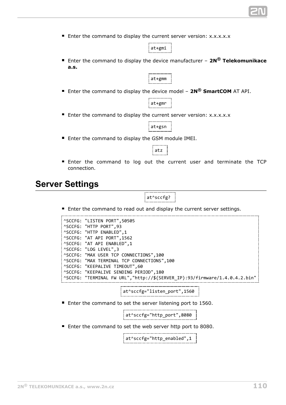 Server settings | 2N M2M Solution 2N SmartCom - User Manual 1.9.0 User Manual | Page 110 / 149