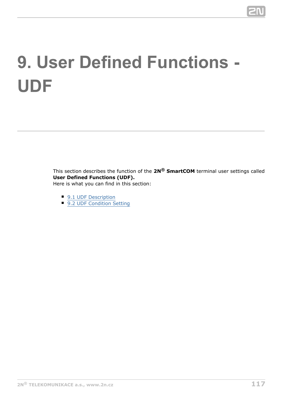User defined functions - udf | 2N M2M Solution 2N SmartCom - User Manual 1.9.0 User Manual | Page 117 / 149
