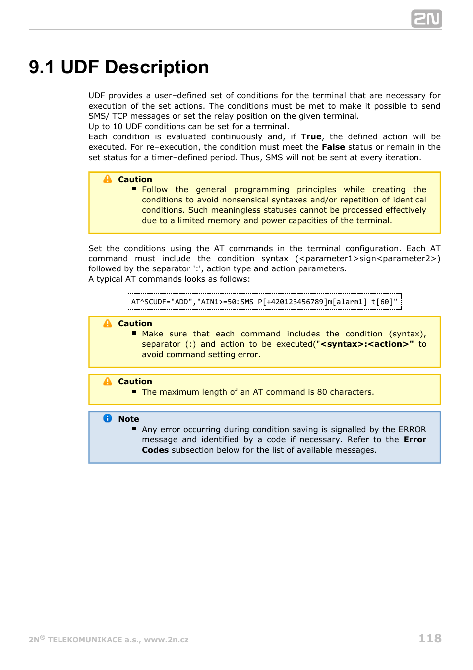 1 udf description | 2N M2M Solution 2N SmartCom - User Manual 1.9.0 User Manual | Page 118 / 149