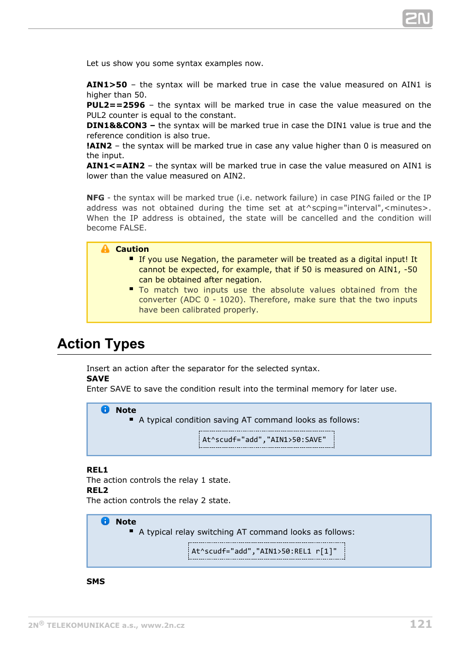 Action types | 2N M2M Solution 2N SmartCom - User Manual 1.9.0 User Manual | Page 121 / 149