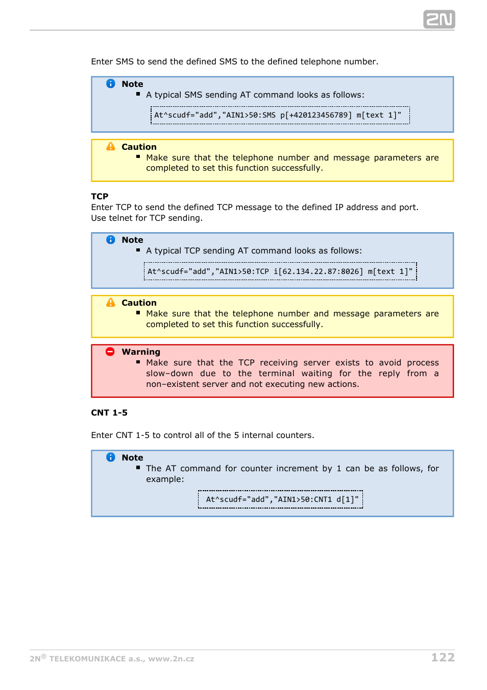 2N M2M Solution 2N SmartCom - User Manual 1.9.0 User Manual | Page 122 / 149