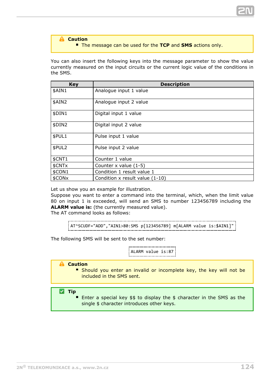 2N M2M Solution 2N SmartCom - User Manual 1.9.0 User Manual | Page 124 / 149