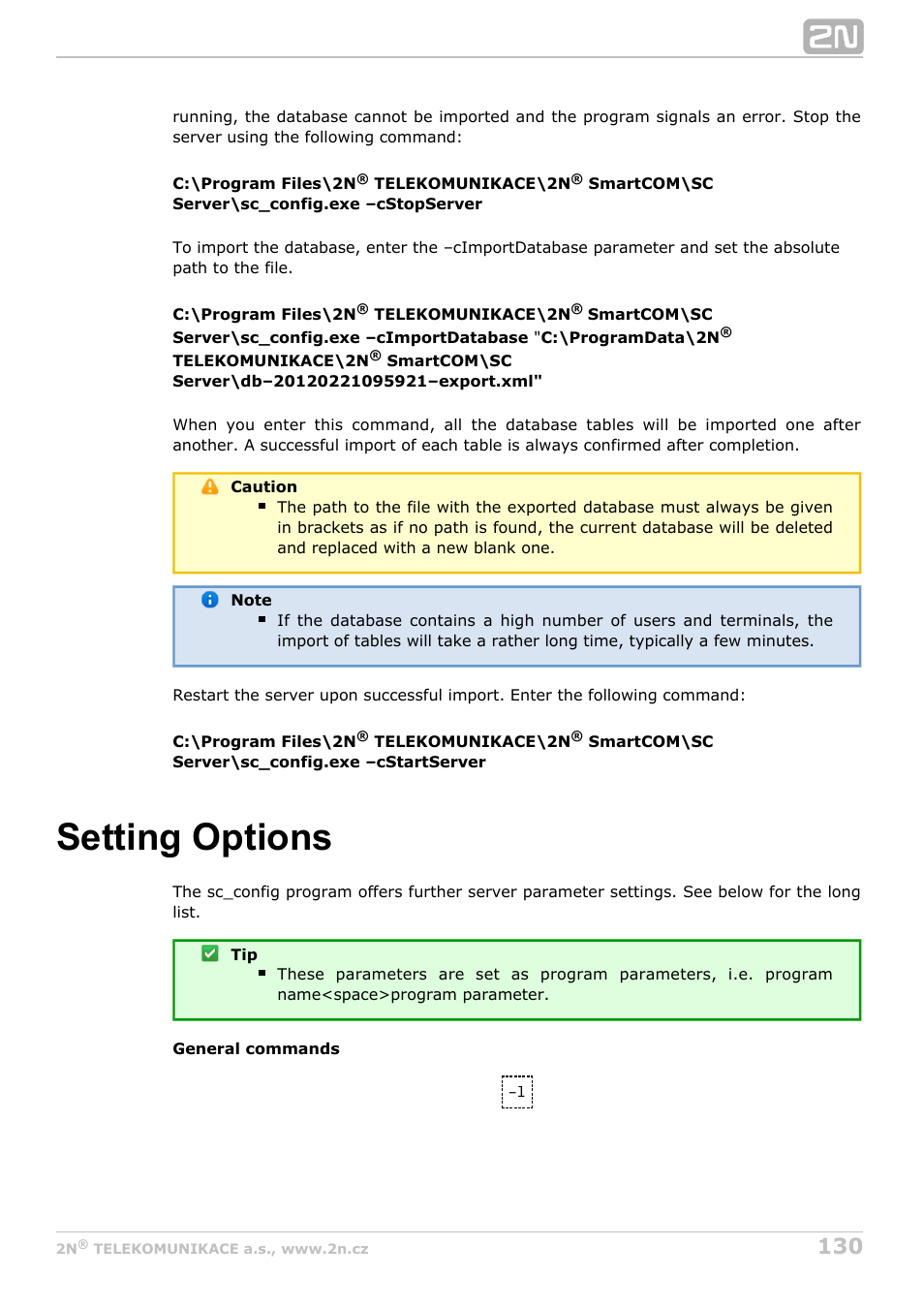 Setting options | 2N M2M Solution 2N SmartCom - User Manual 1.9.0 User Manual | Page 130 / 149