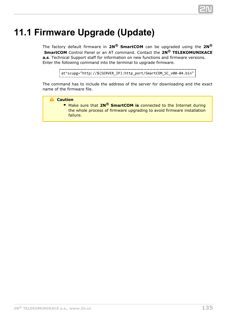 1 firmware upgrade (update) | 2N M2M Solution 2N SmartCom - User Manual 1.9.0 User Manual | Page 135 / 149