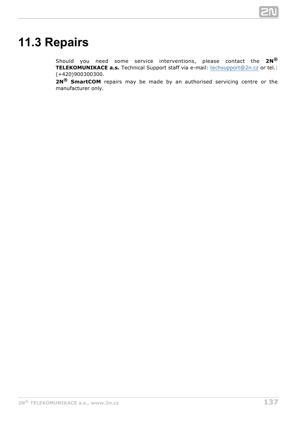 3 repairs | 2N M2M Solution 2N SmartCom - User Manual 1.9.0 User Manual | Page 137 / 149