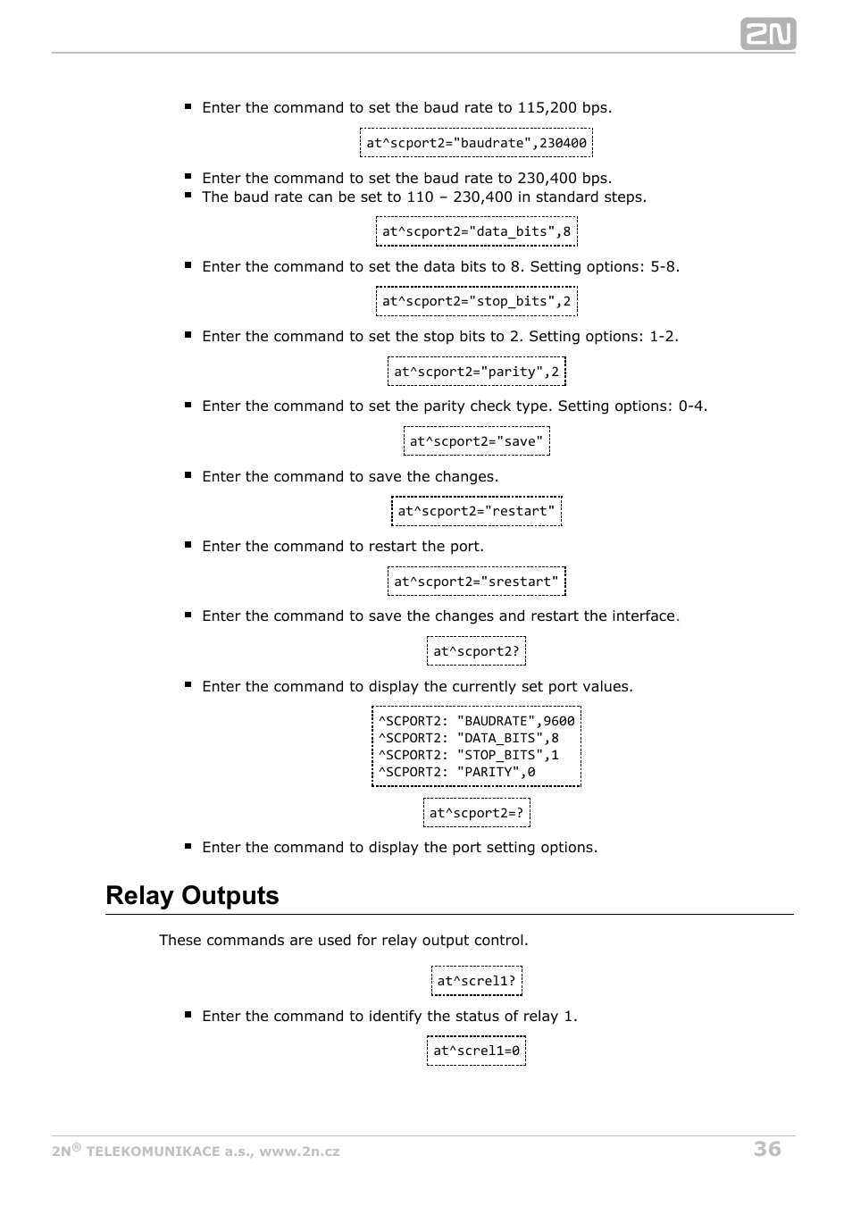 Relay outputs | 2N M2M Solution 2N SmartCom - User Manual 1.9.0 User Manual | Page 36 / 149
