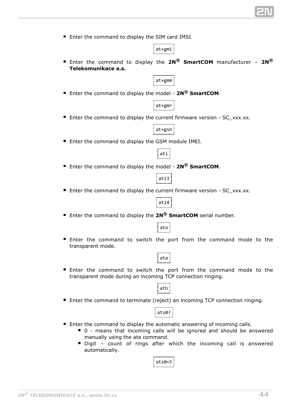 2N M2M Solution 2N SmartCom - User Manual 1.9.0 User Manual | Page 44 / 149