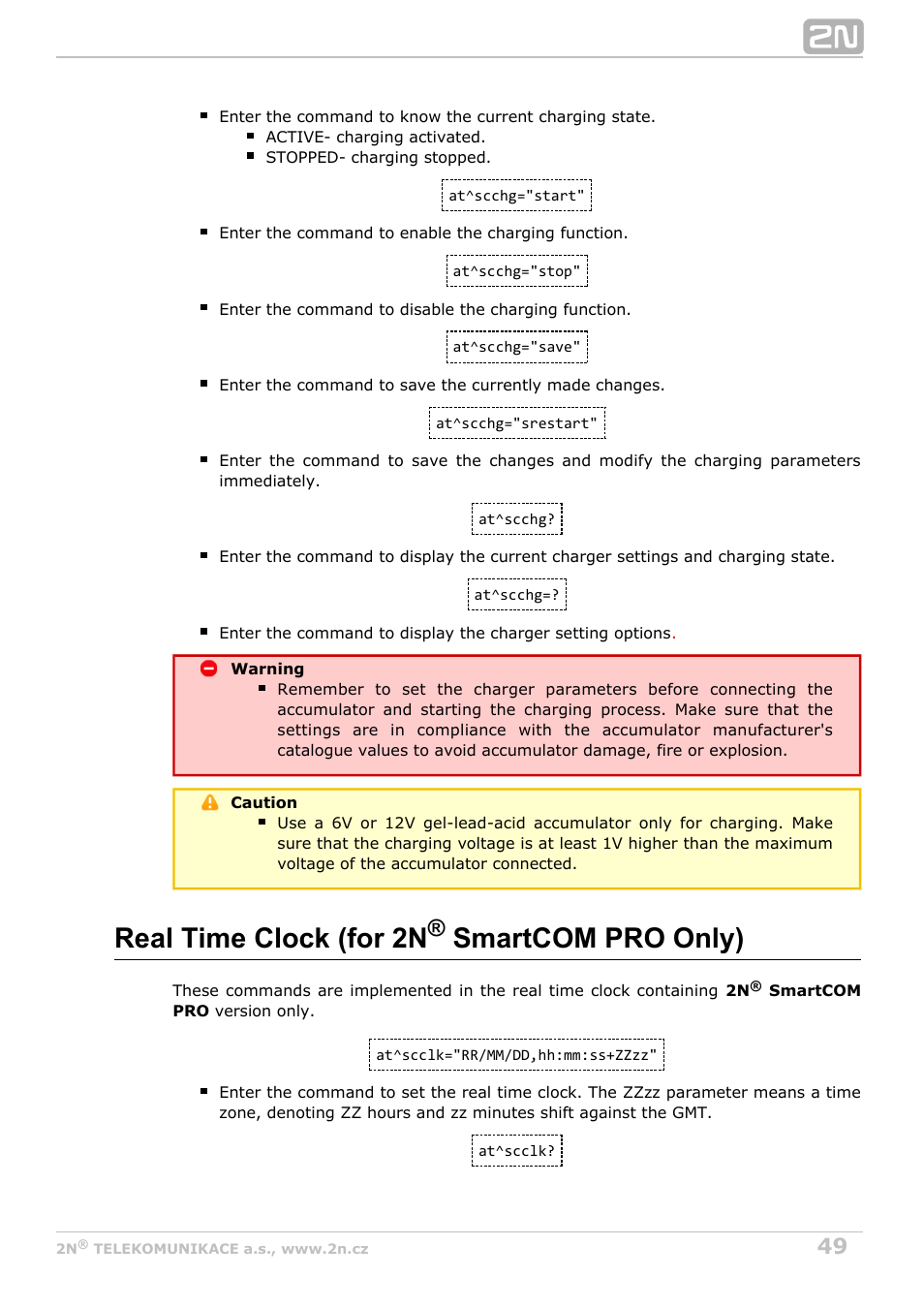 Real time clock (for 2n smartcom pro only) | 2N M2M Solution 2N SmartCom - User Manual 1.9.0 User Manual | Page 49 / 149