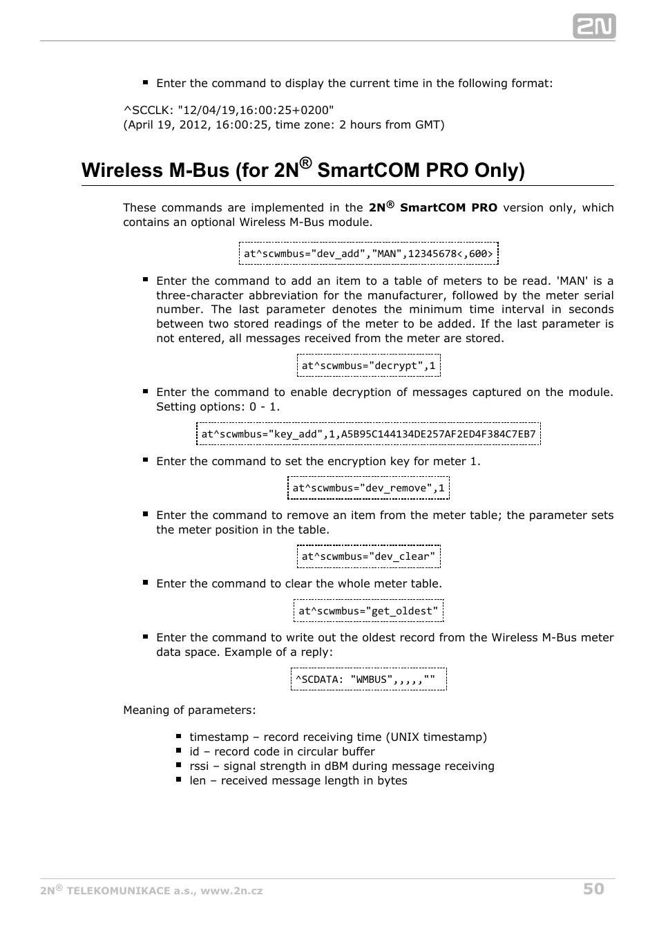 Wireless m-bus (for 2n smartcom pro only) | 2N M2M Solution 2N SmartCom - User Manual 1.9.0 User Manual | Page 50 / 149
