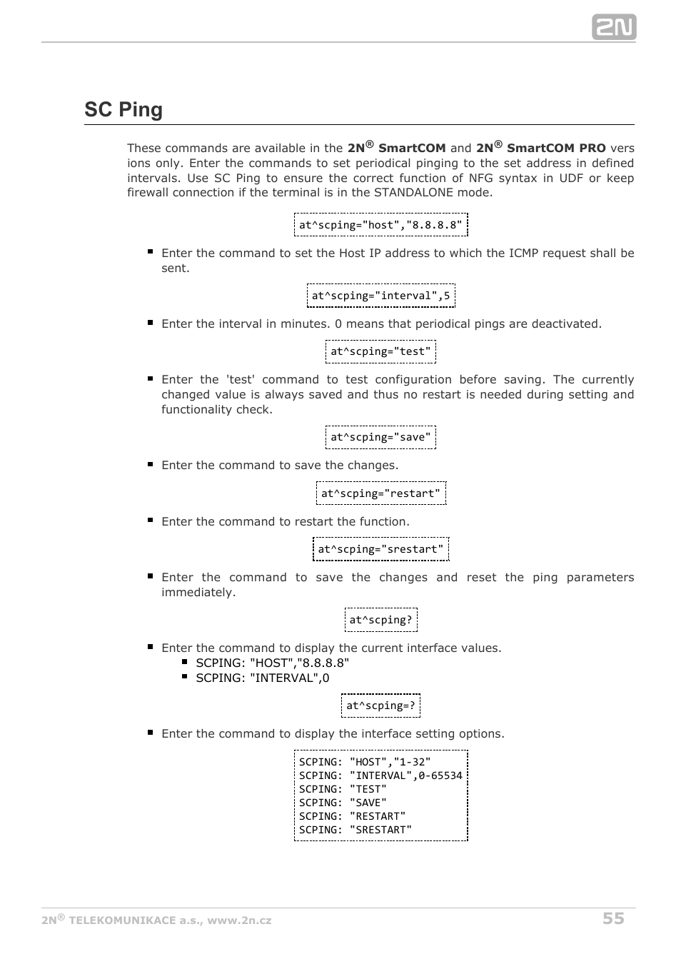 Sc ping | 2N M2M Solution 2N SmartCom - User Manual 1.9.0 User Manual | Page 55 / 149