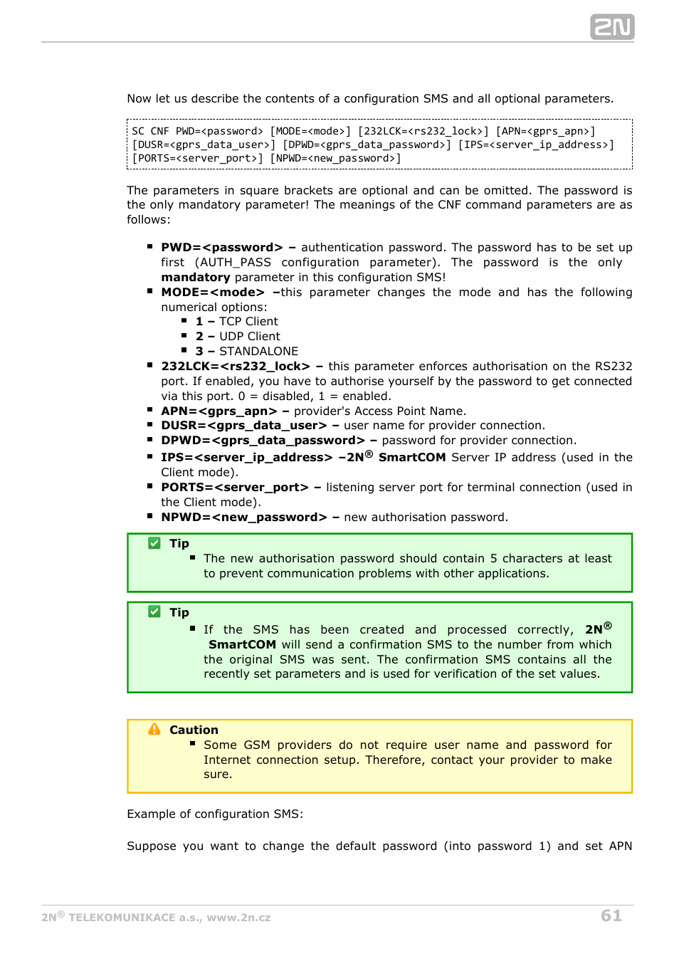 2N M2M Solution 2N SmartCom - User Manual 1.9.0 User Manual | Page 61 / 149