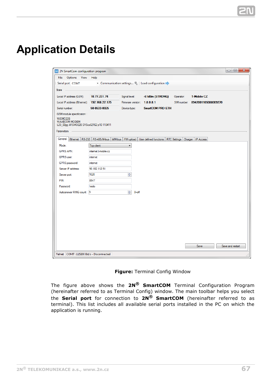 Application details | 2N M2M Solution 2N SmartCom - User Manual 1.9.0 User Manual | Page 67 / 149