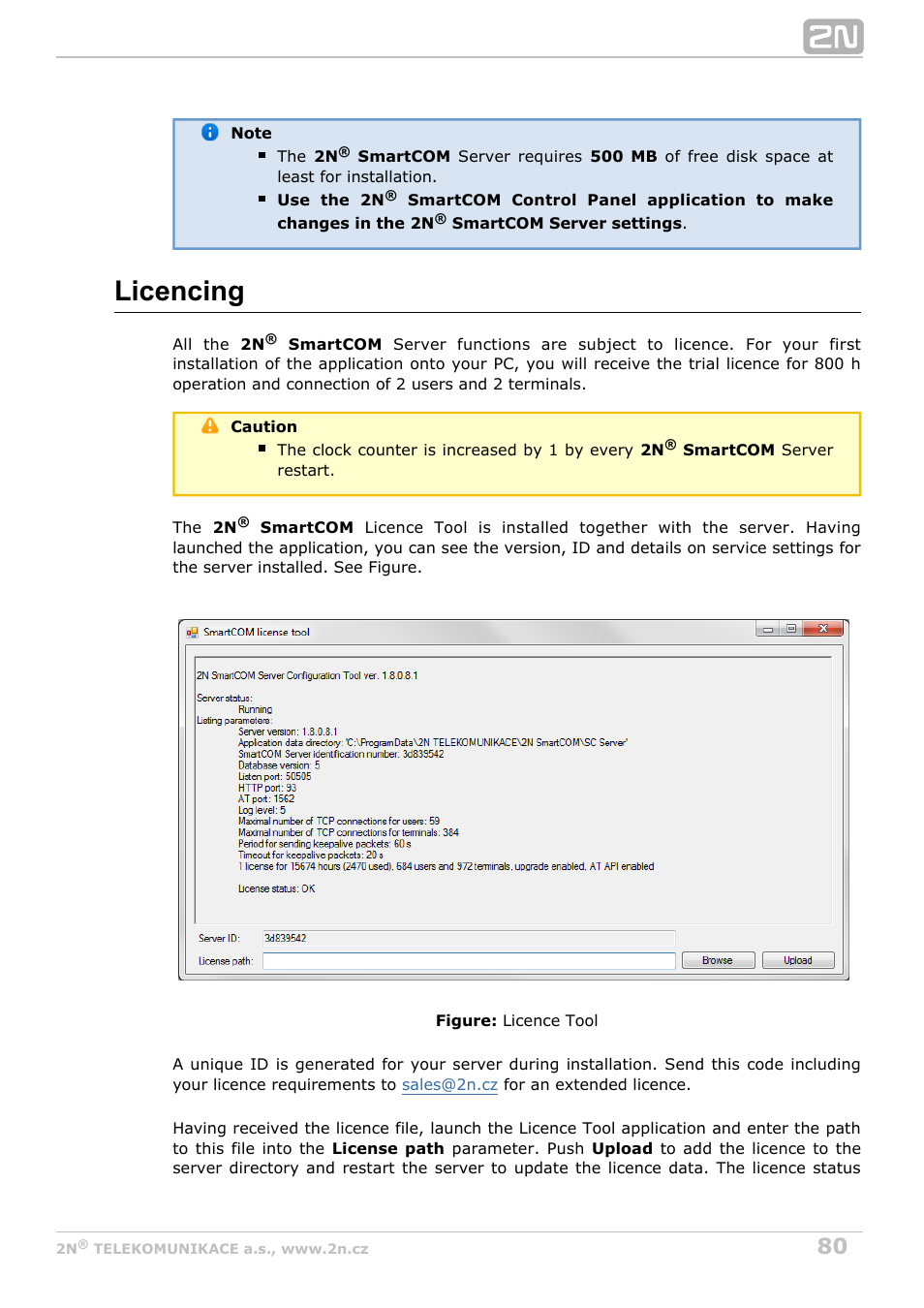 Licencing | 2N M2M Solution 2N SmartCom - User Manual 1.9.0 User Manual | Page 80 / 149